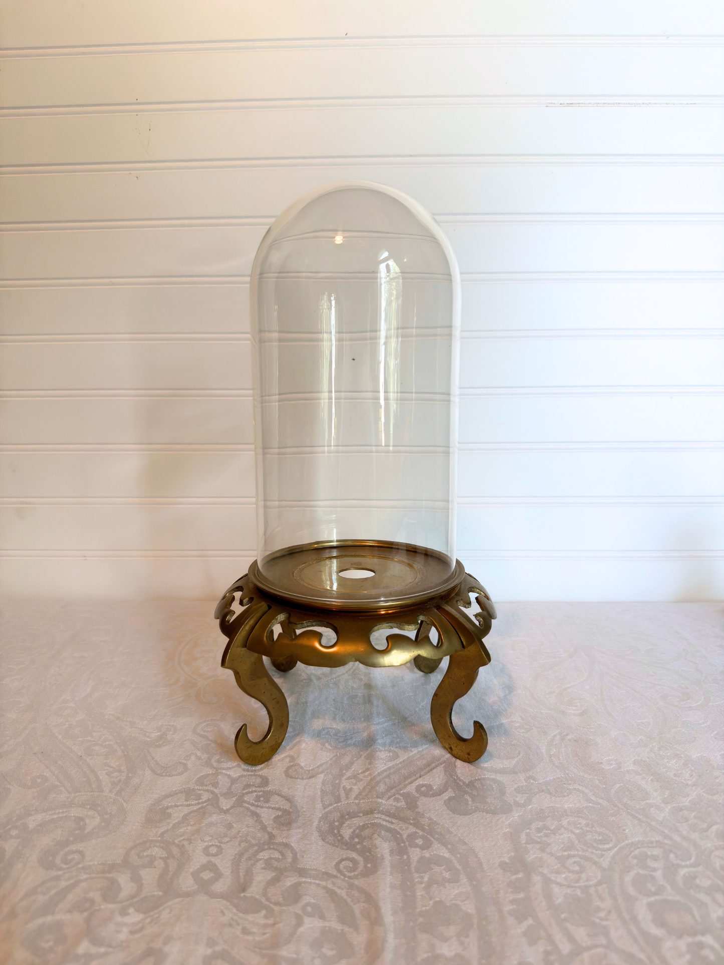 Brass Plant Stand with Cloche