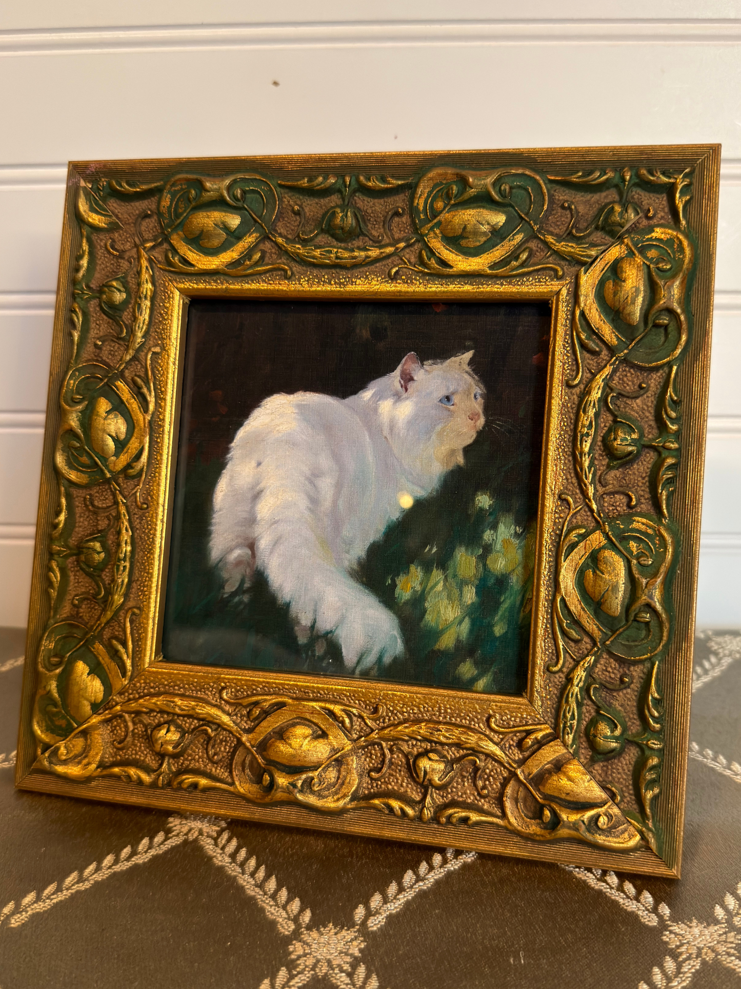 Framed White Cat Print (Reserved)