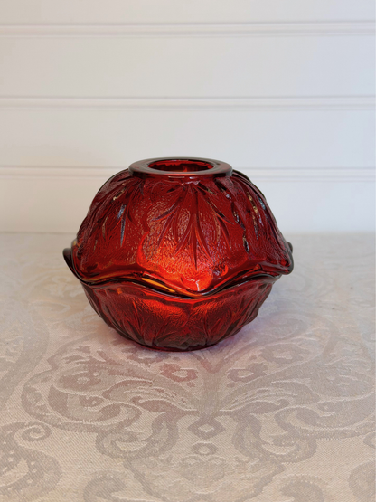 Ruby Red Indiana Glass Pebble Leaf Fairy Lamp