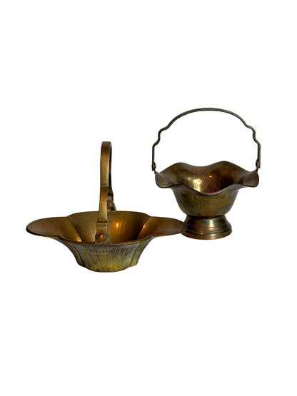 Pair of Brass Basket Bowls