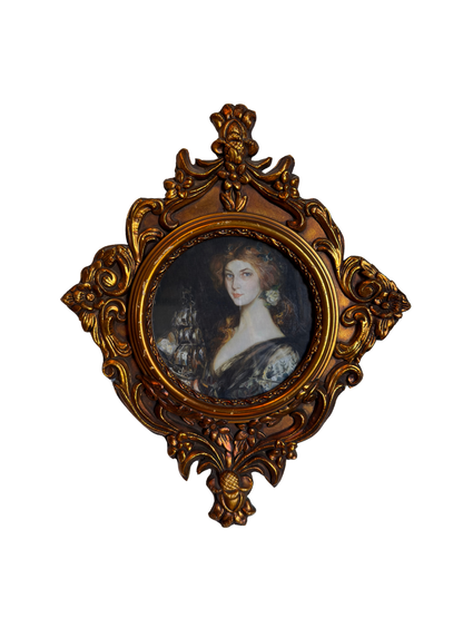 Framed Lady Holding a Ship Print