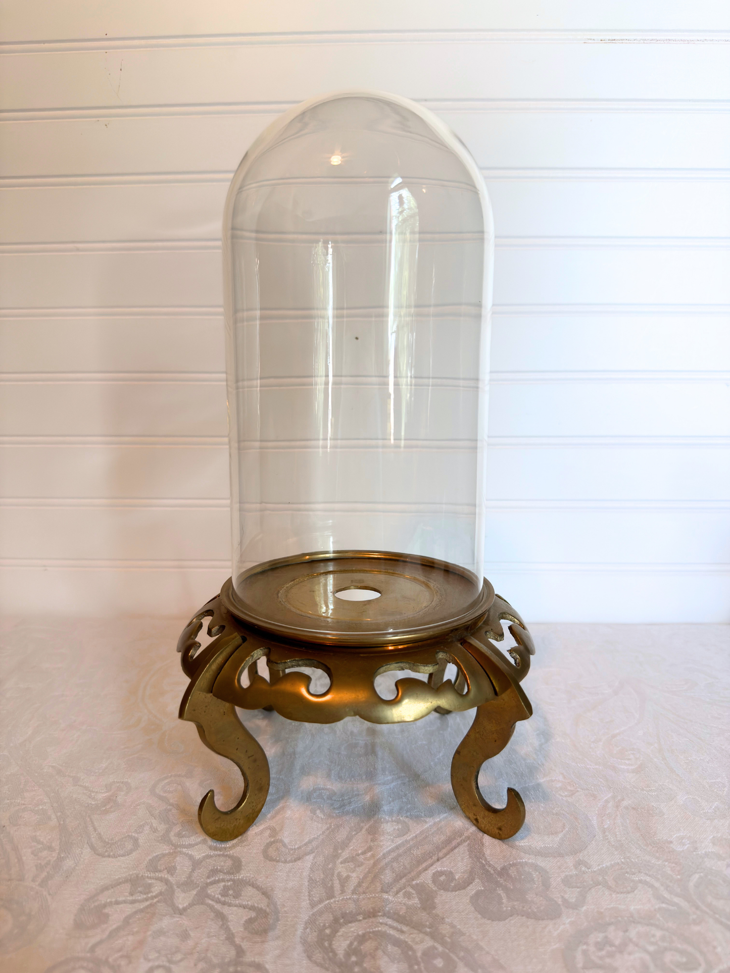 Brass Plant Stand with Cloche