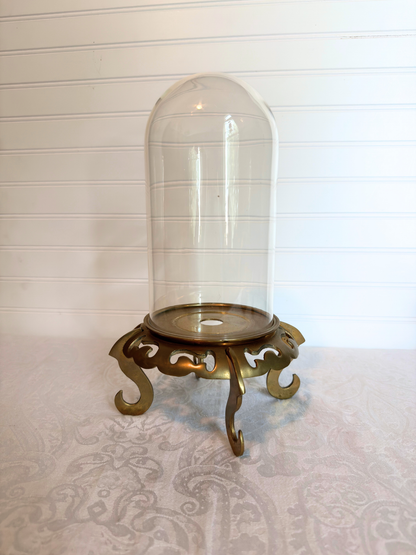 Brass Plant Stand with Cloche