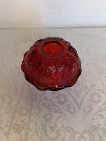 Ruby Red Indiana Glass Pebble Leaf Fairy Lamp