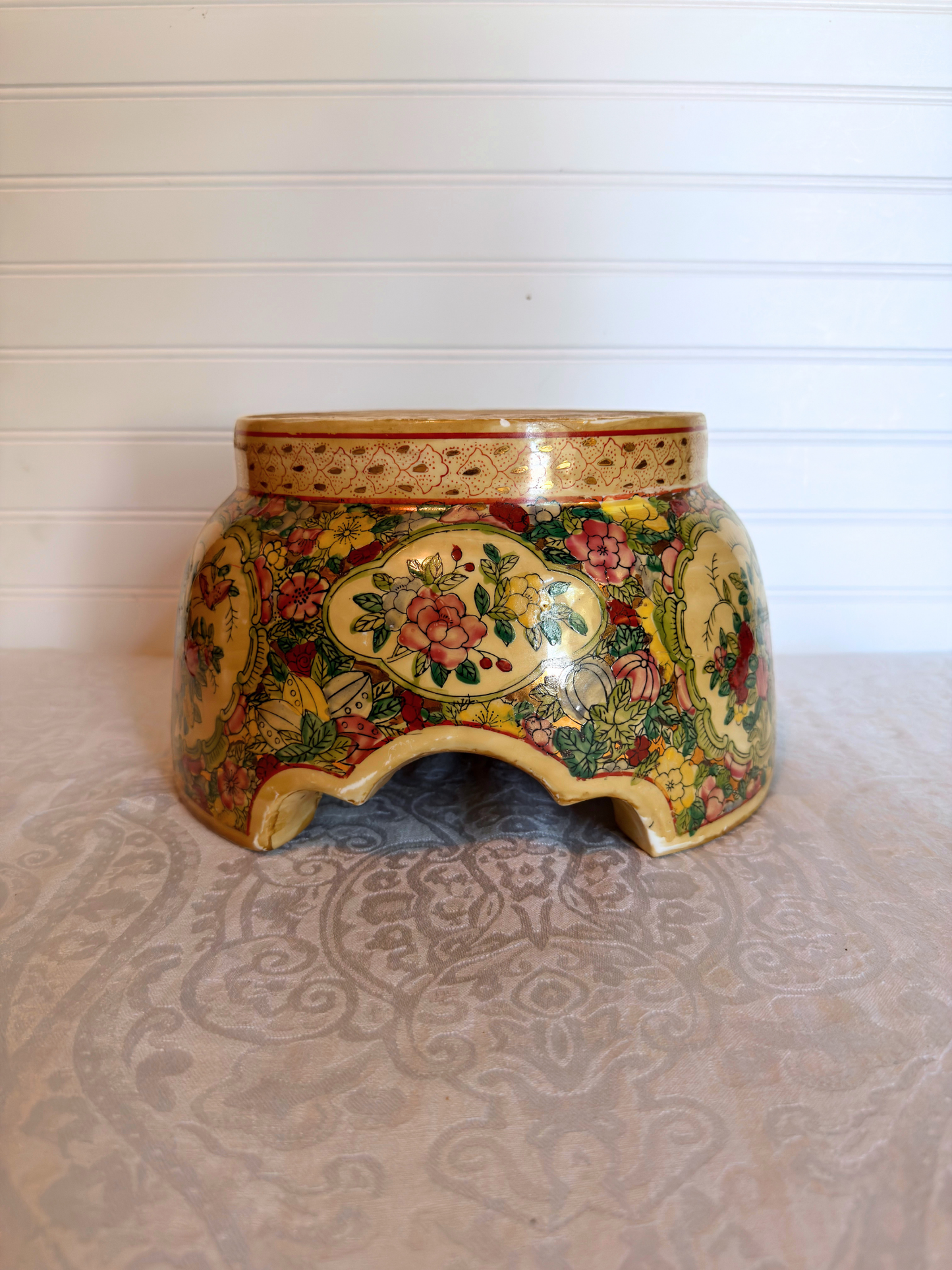 Floral Pedestal Plant Stand