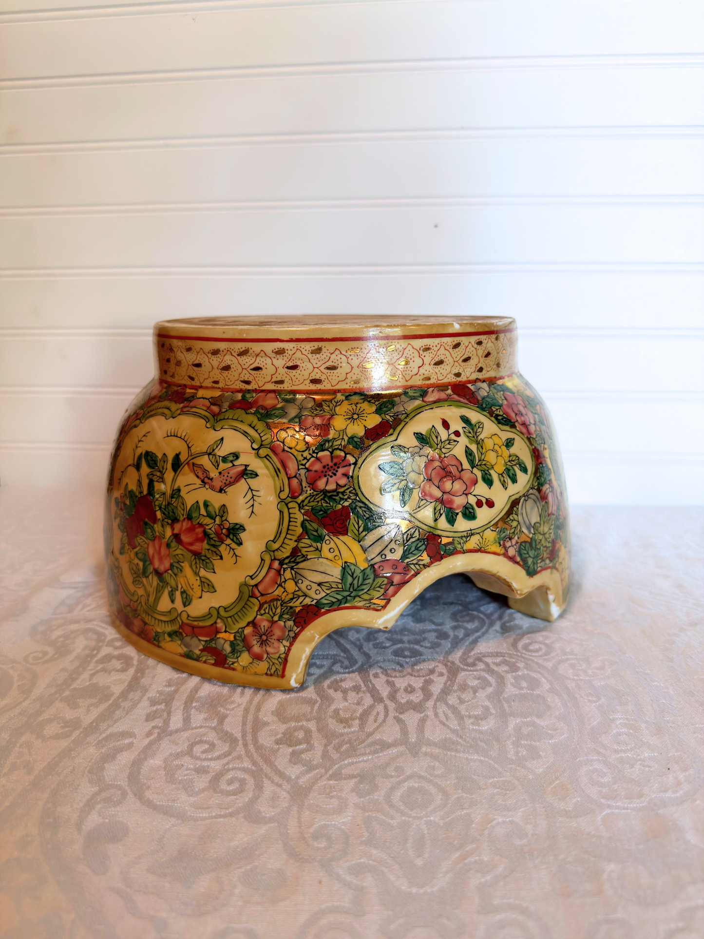 Floral Pedestal Plant Stand