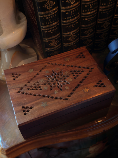 Wood Box with Brass Stars
