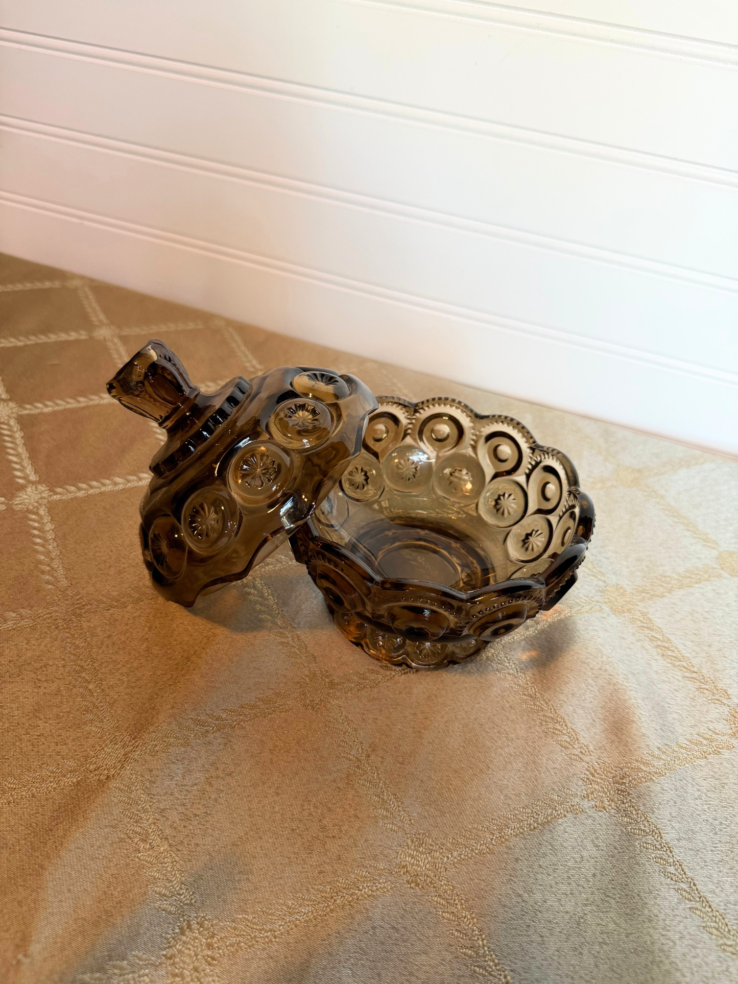 Smoke Brown Moon & Star Lidded Dish