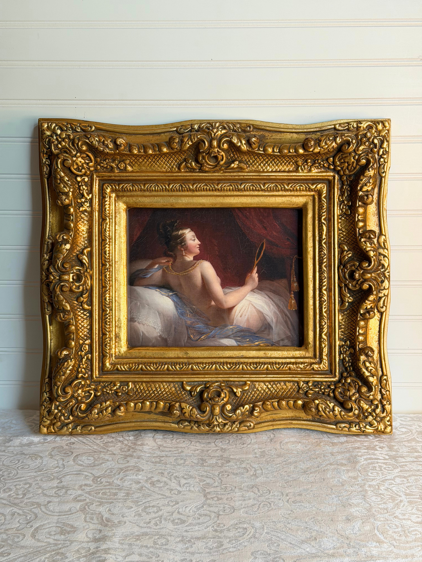 Framed Reclining Woman with Jewelry Print