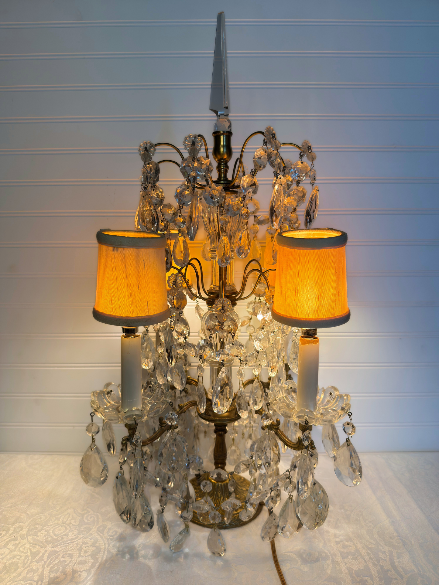 Brass & Crystal Tabletop Chandelier