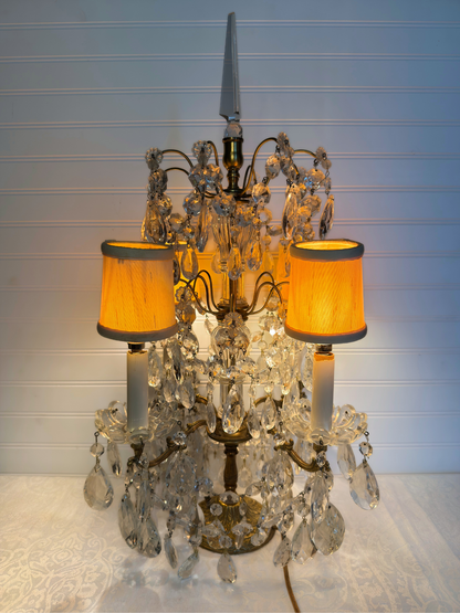 Brass & Crystal Tabletop Chandelier
