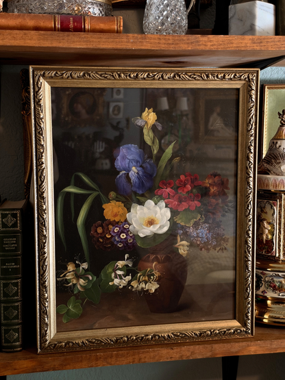 Framed Greek Style Vase with Flowers Giclee Print