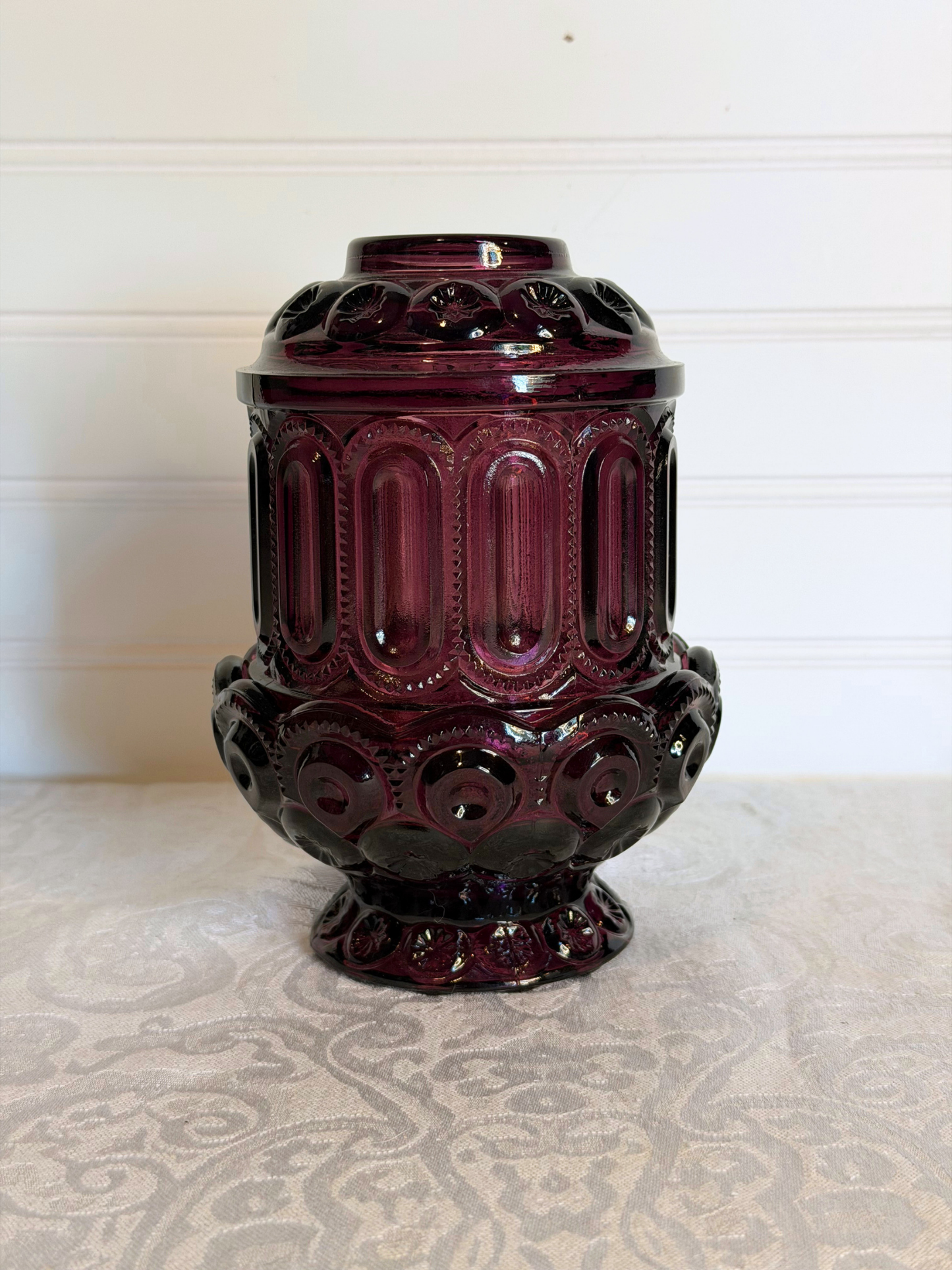 L.E. Smith Amethyst Moon & Star Fairy Lamp