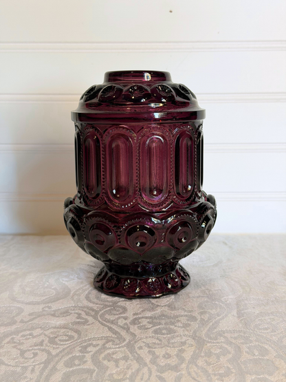 L.E. Smith Amethyst Moon & Star Fairy Lamp