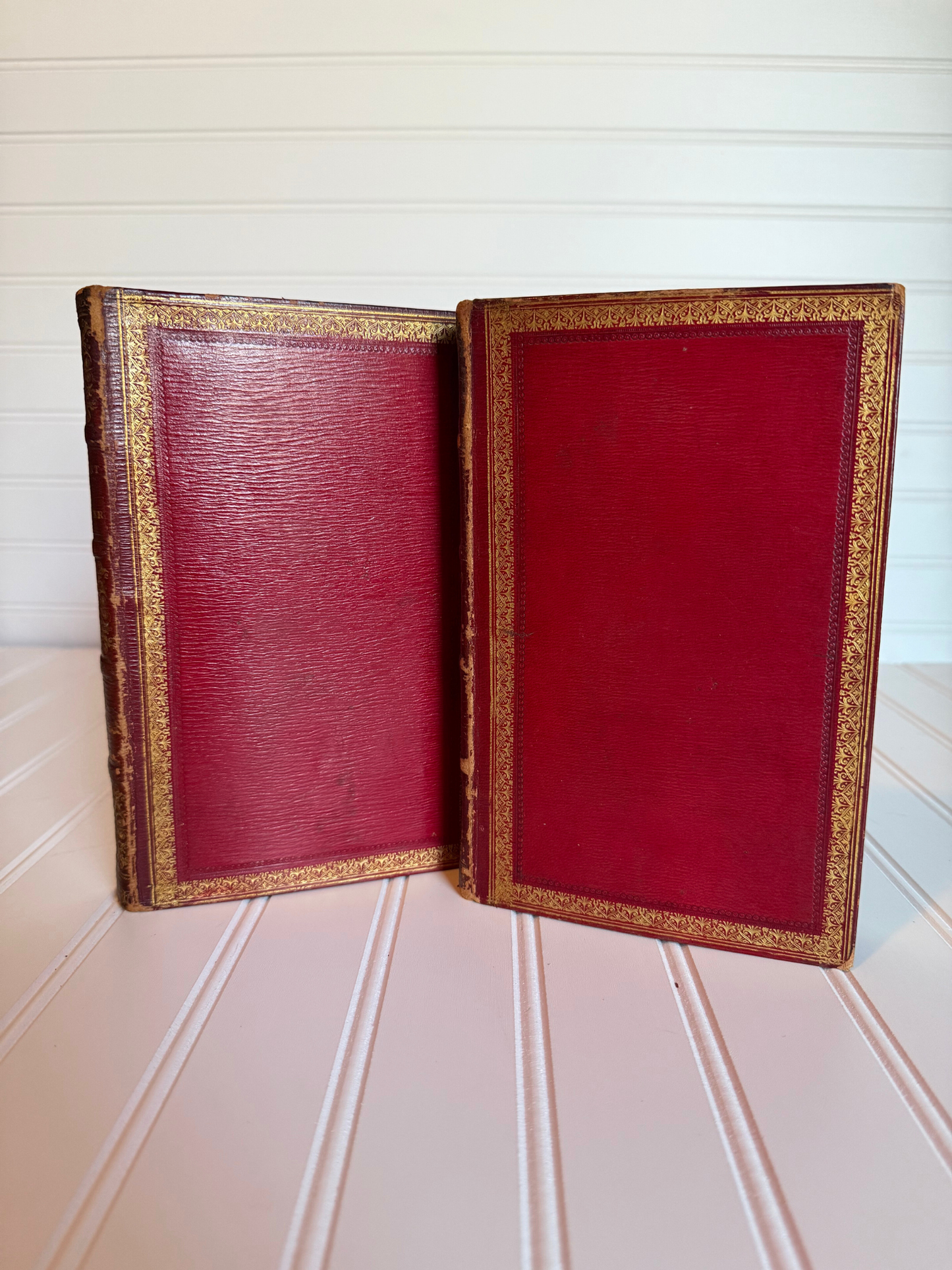 Red Leather Book Set of The Works Of Beaumont & Fletcher