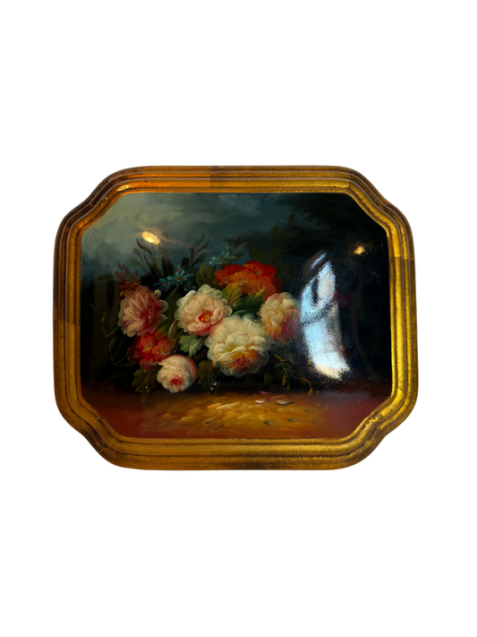 Floral Painting on Convex Plaque