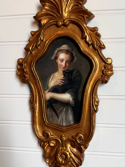 Lady & Cat Framed Giclee Print