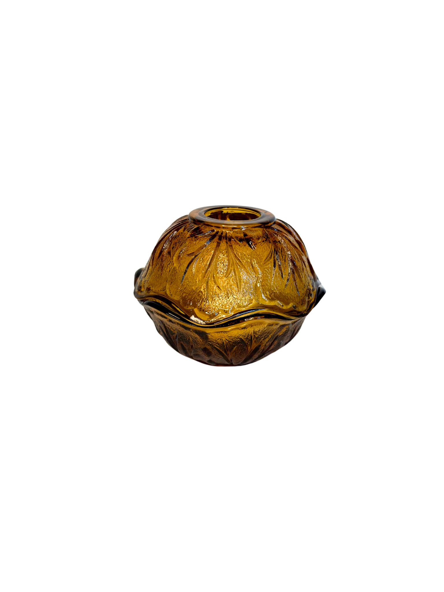 Amber Indiana Glass Pebble Leaf Fairy Lamp