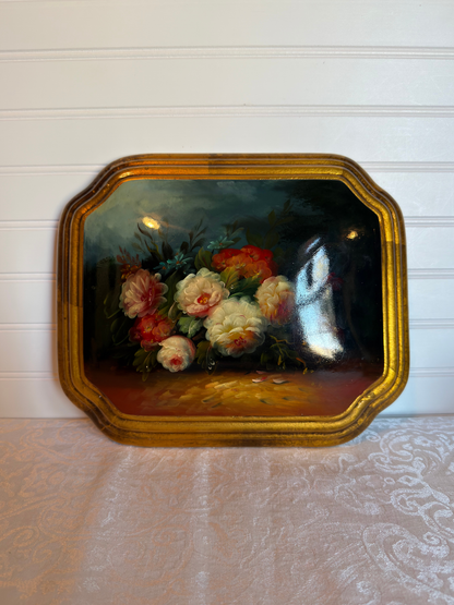Floral Painting on Convex Plaque