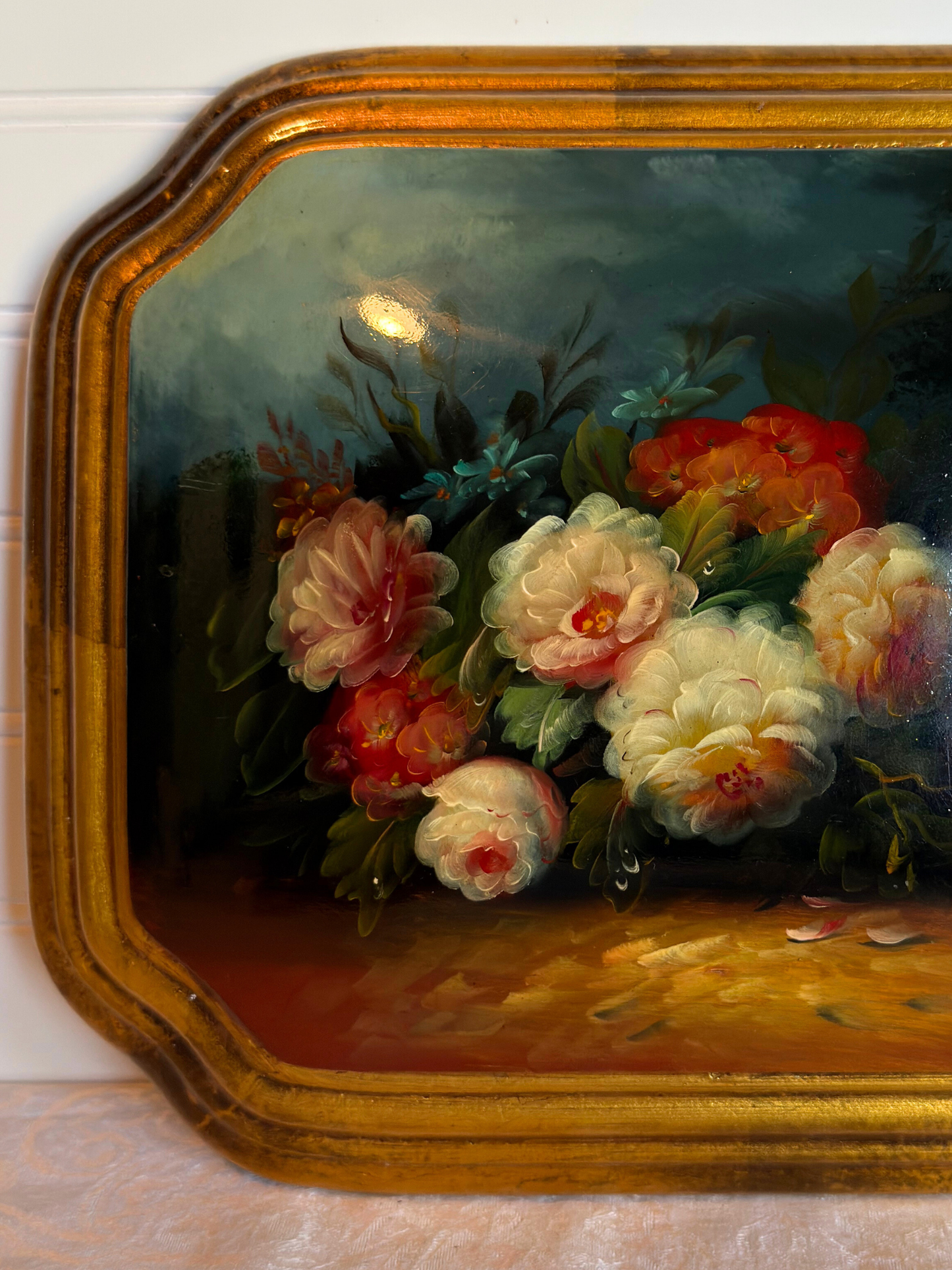 Floral Painting on Convex Plaque