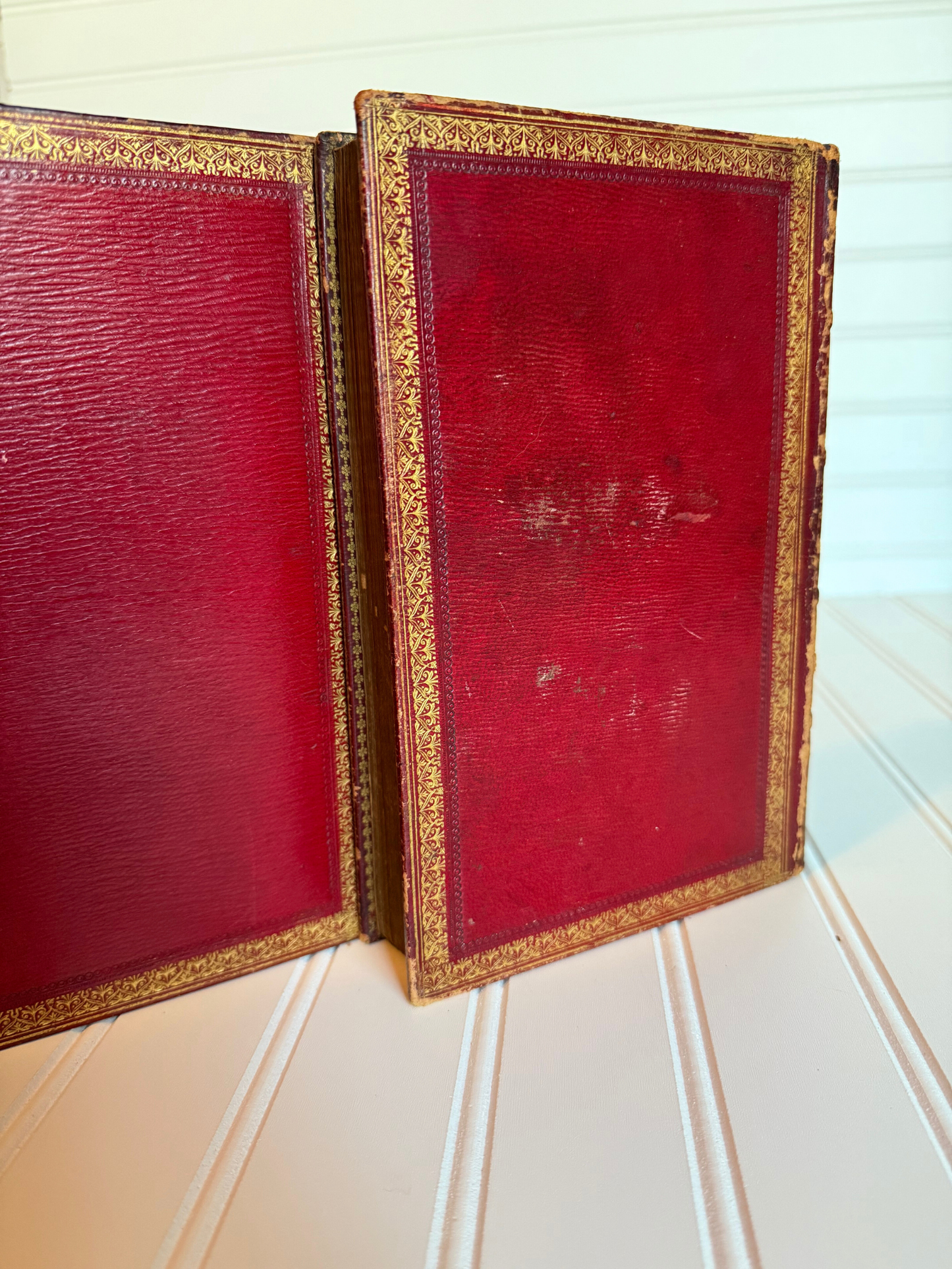 Red Leather Book Set of The Works Of Beaumont & Fletcher