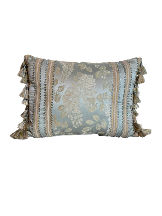 Pale Blue Floral Throw Pillow