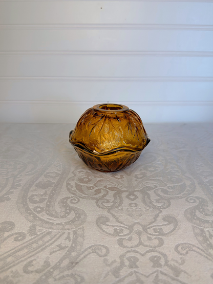 Amber Indiana Glass Pebble Leaf Fairy Lamp