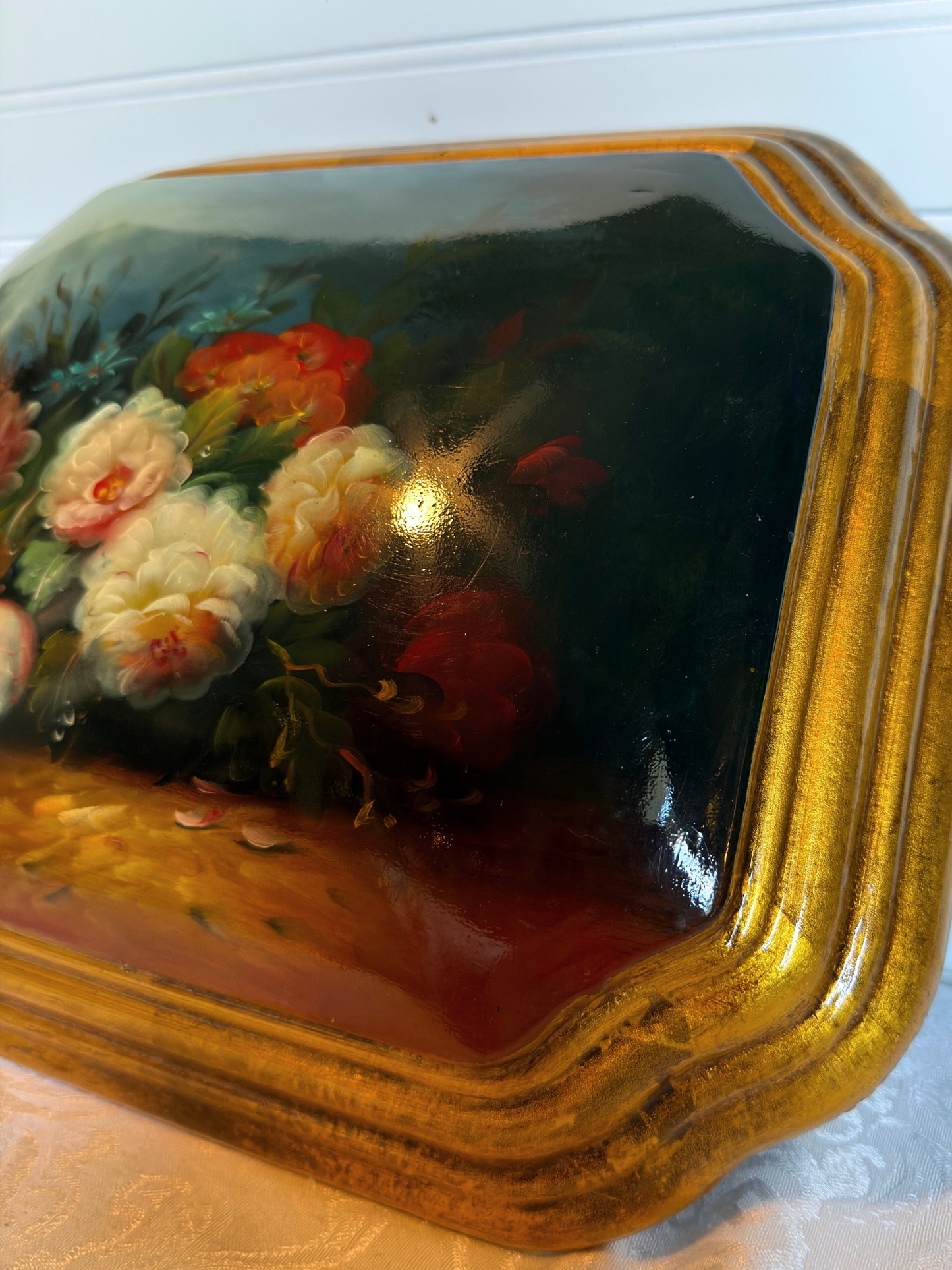 Floral Painting on Convex Plaque