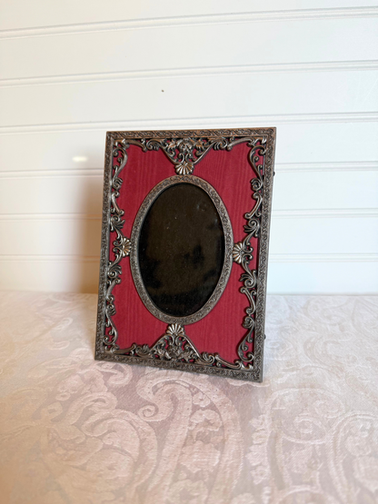 Ornate Silver Metal & Magenta Frame