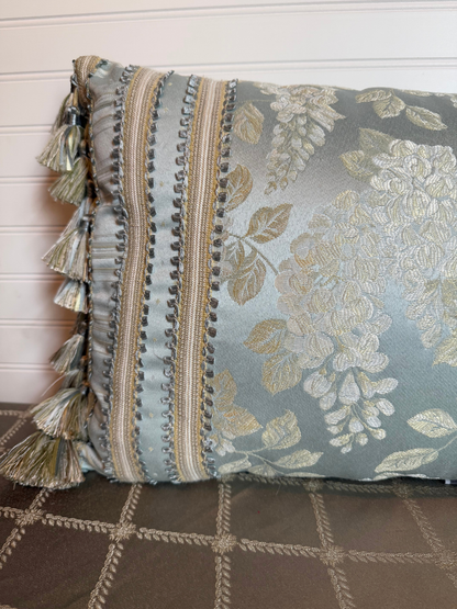 Pale Blue Floral Throw Pillow