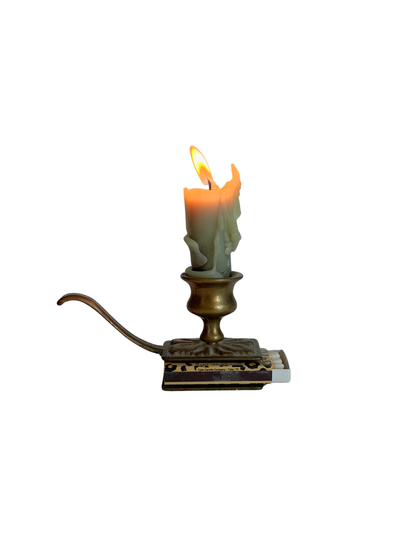 Brass Candlestick with Matchstick Holder