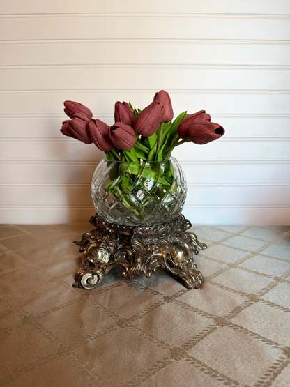 Crystal Vase With Ornate Stand
