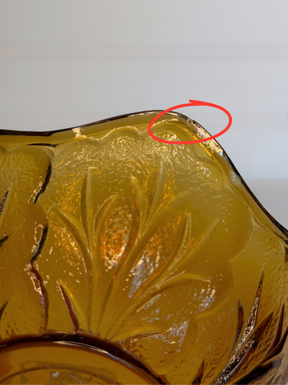 Amber Indiana Glass Pebble Leaf Fairy Lamp