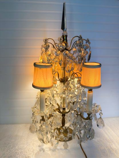 Brass & Crystal Tabletop Chandelier