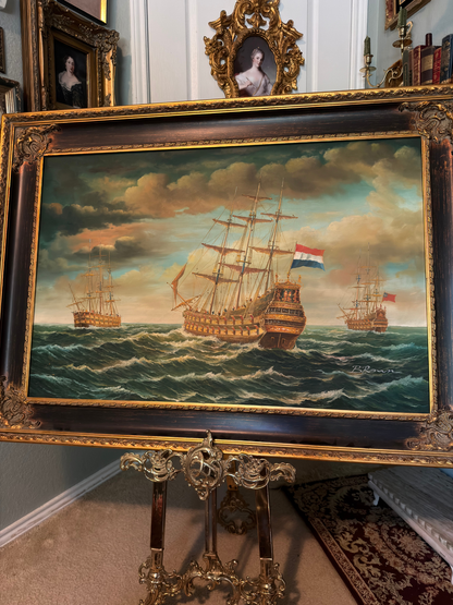 Dutch & British Ships Painting
