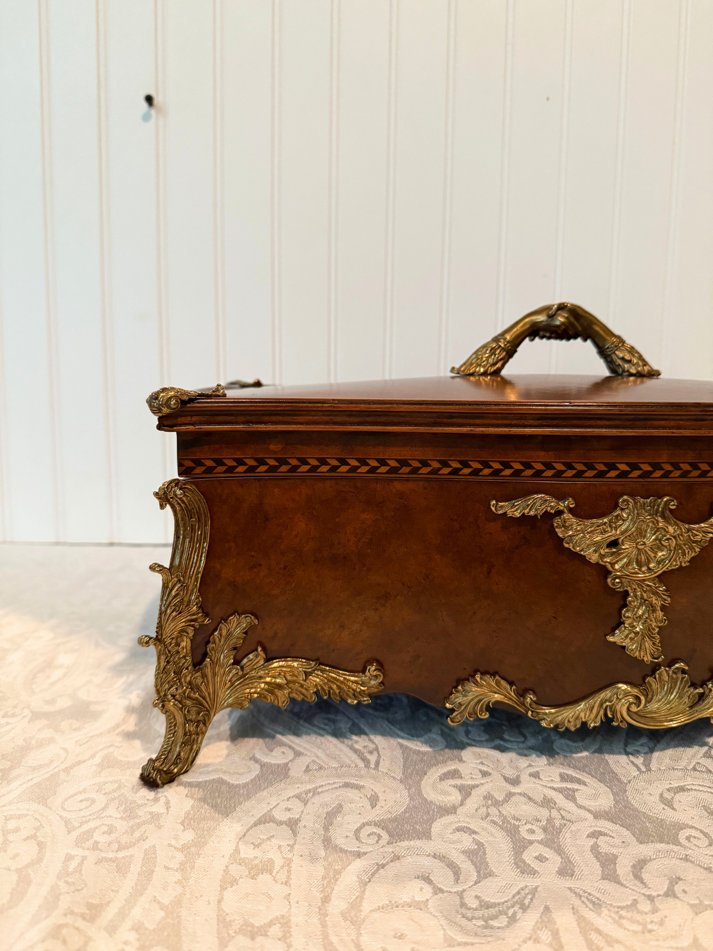 20th Century Burlwood & Brass Box