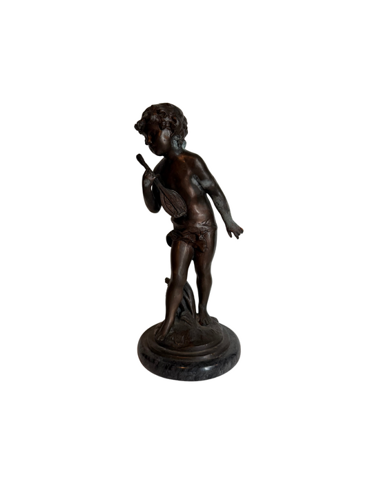 Bronze & Marble Cherub Statue