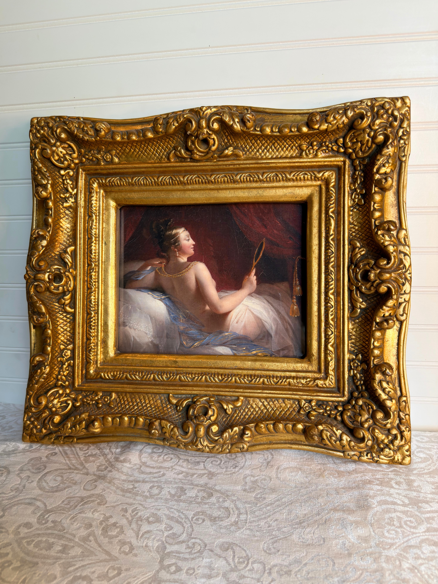 Framed Reclining Woman with Jewelry Print