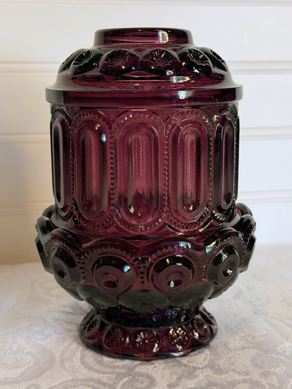 L.E. Smith Amethyst Moon & Star Fairy Lamp