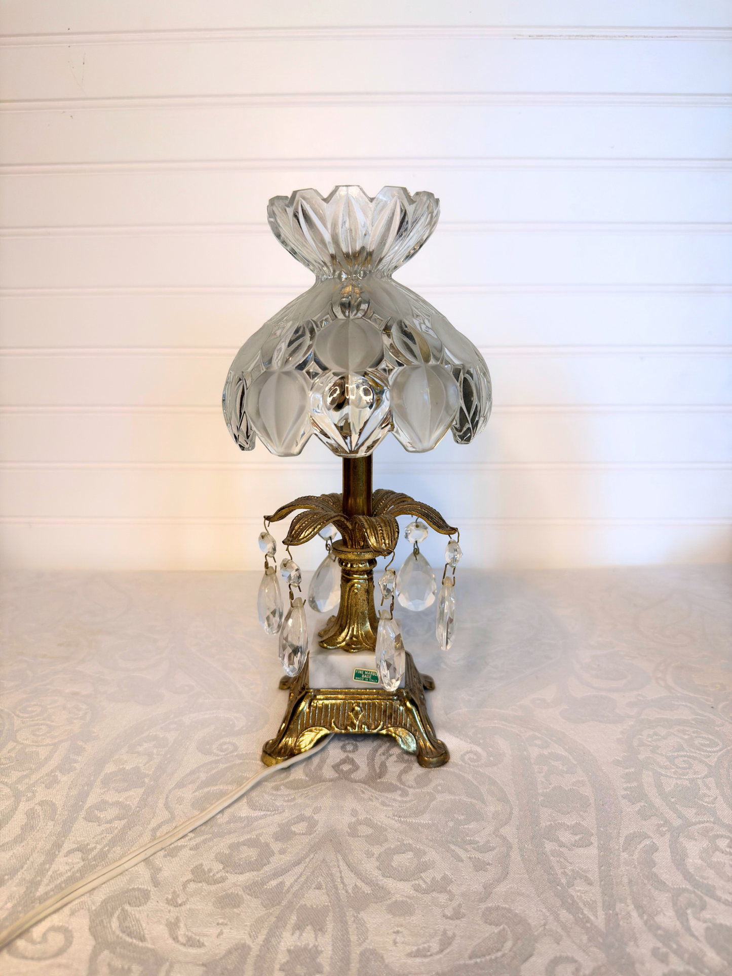 Italian Crystal & Marble Lamp