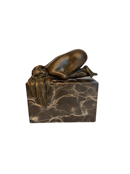Female Nude Bronze Statue on Marble