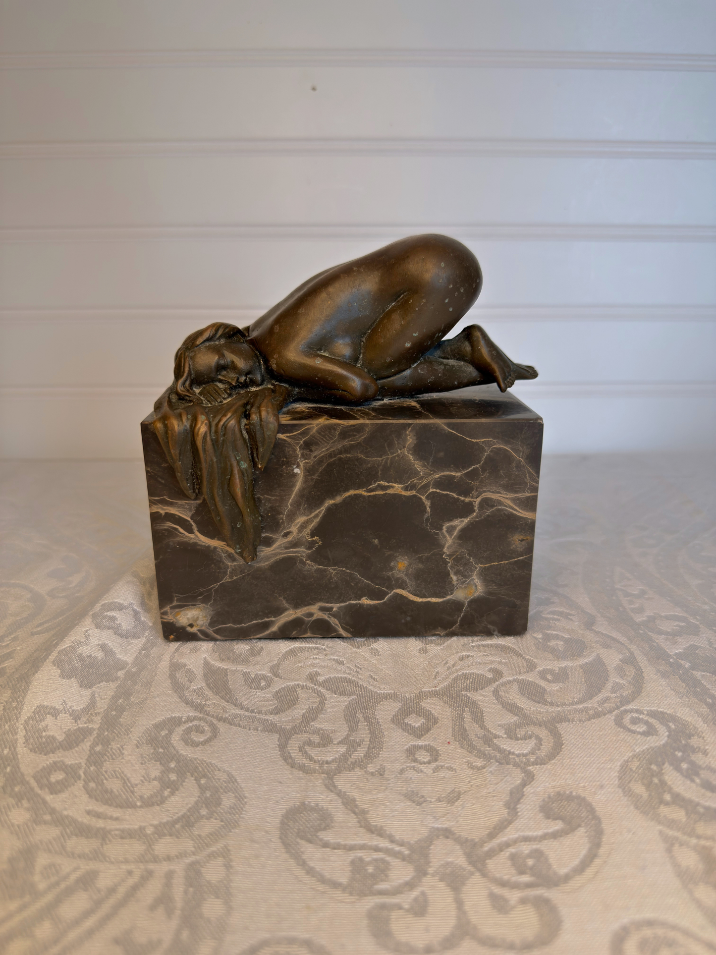 Female Nude Bronze Statue on Marble