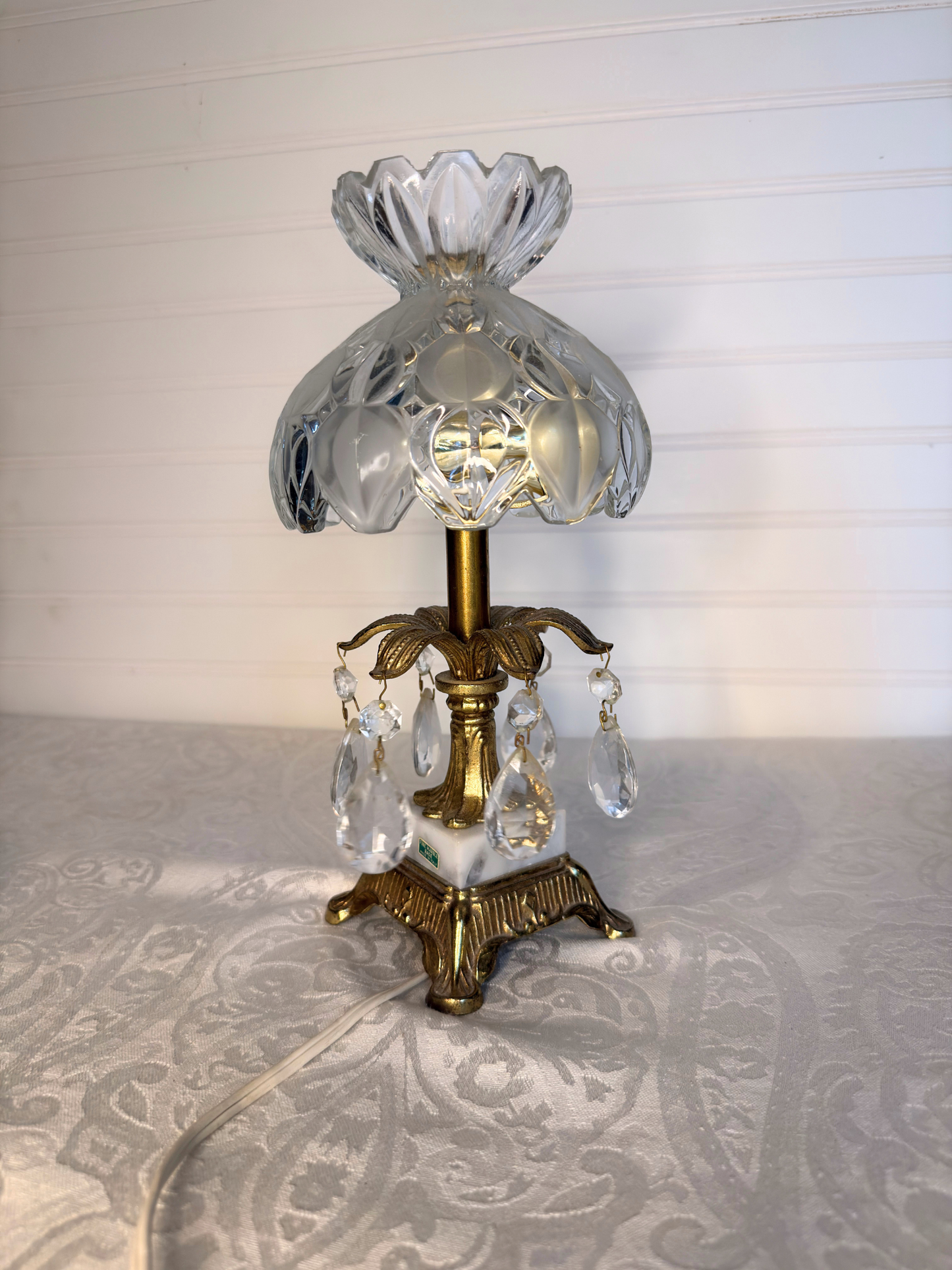 Italian Crystal & Marble Lamp