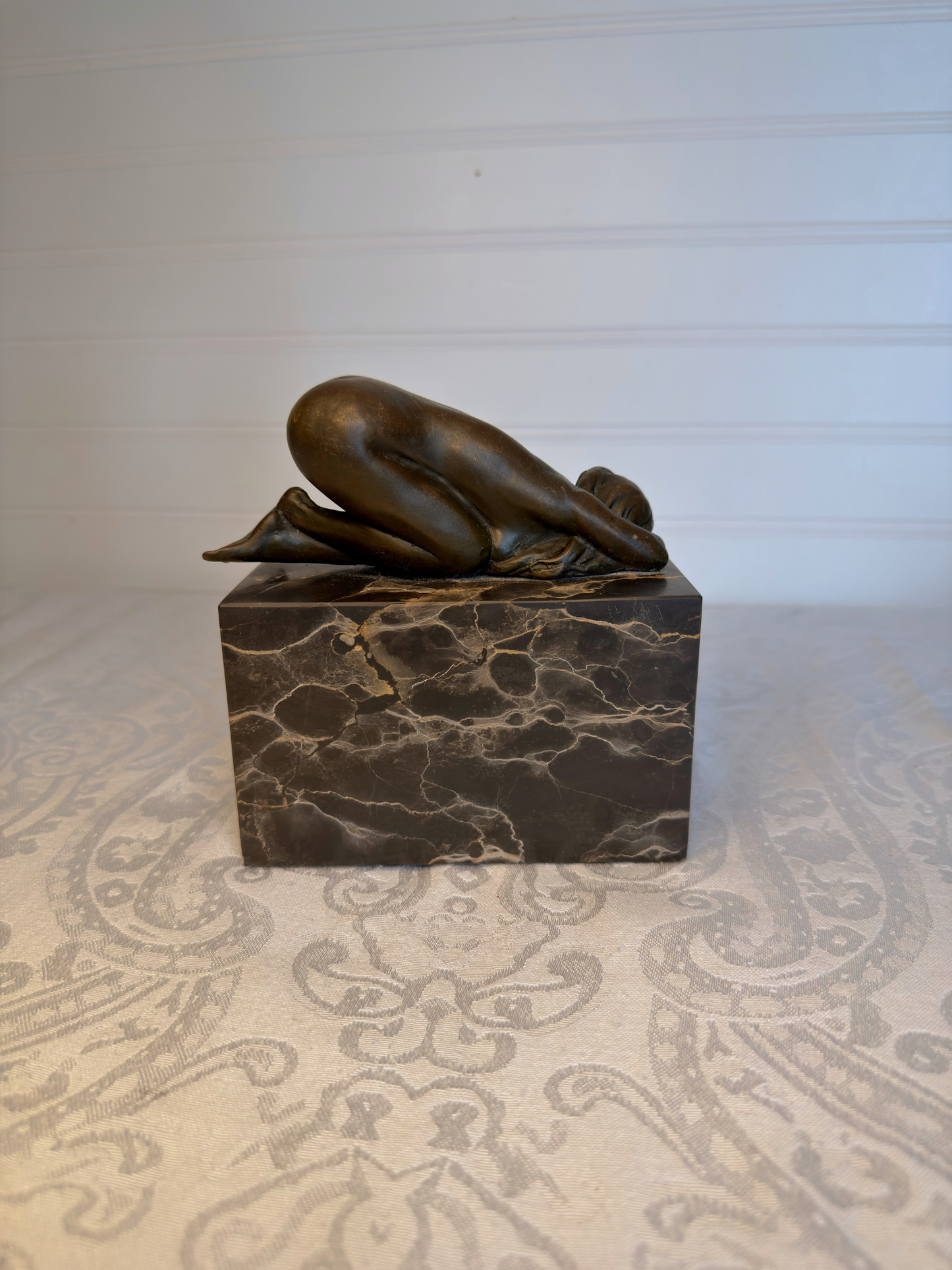 Female Nude Bronze Statue on Marble