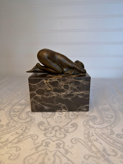 Female Nude Bronze Statue on Marble