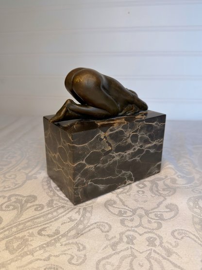 Female Nude Bronze Statue on Marble