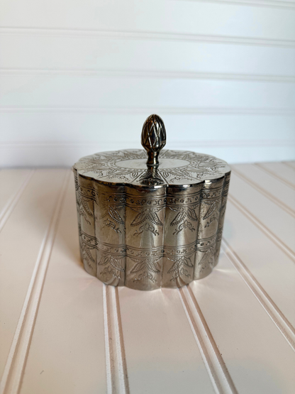Etched Silver Plated Trinket Box