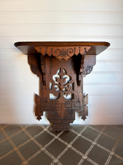 Eastlake Carved Wood Wall Shelf