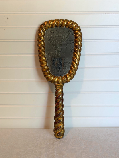 Large Italian Florentine Handheld Mirror