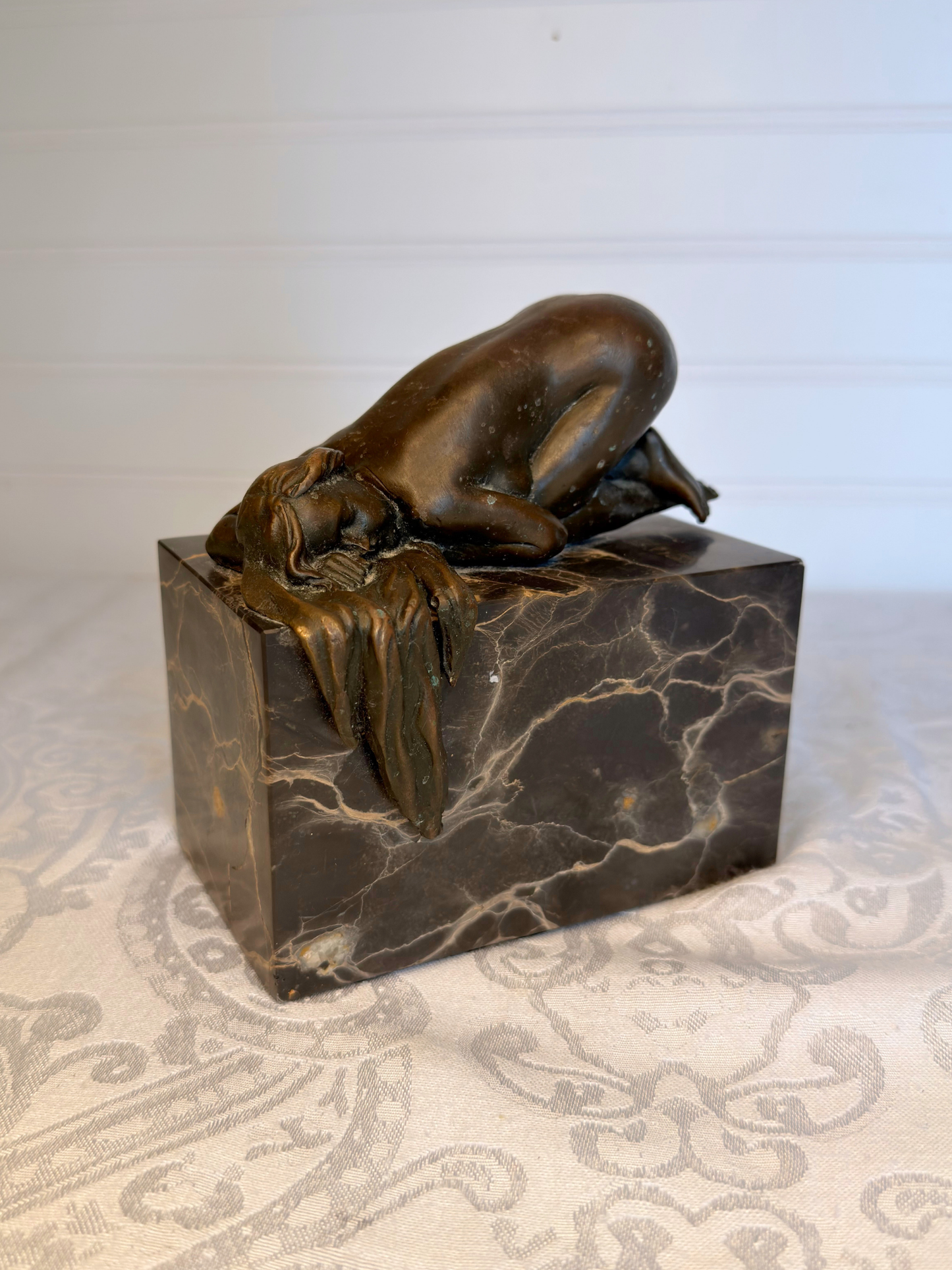 Female Nude Bronze Statue on Marble